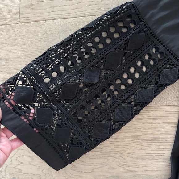 Ramy Brook Black Lace Trim Blouse size L - Picture 5 of 12